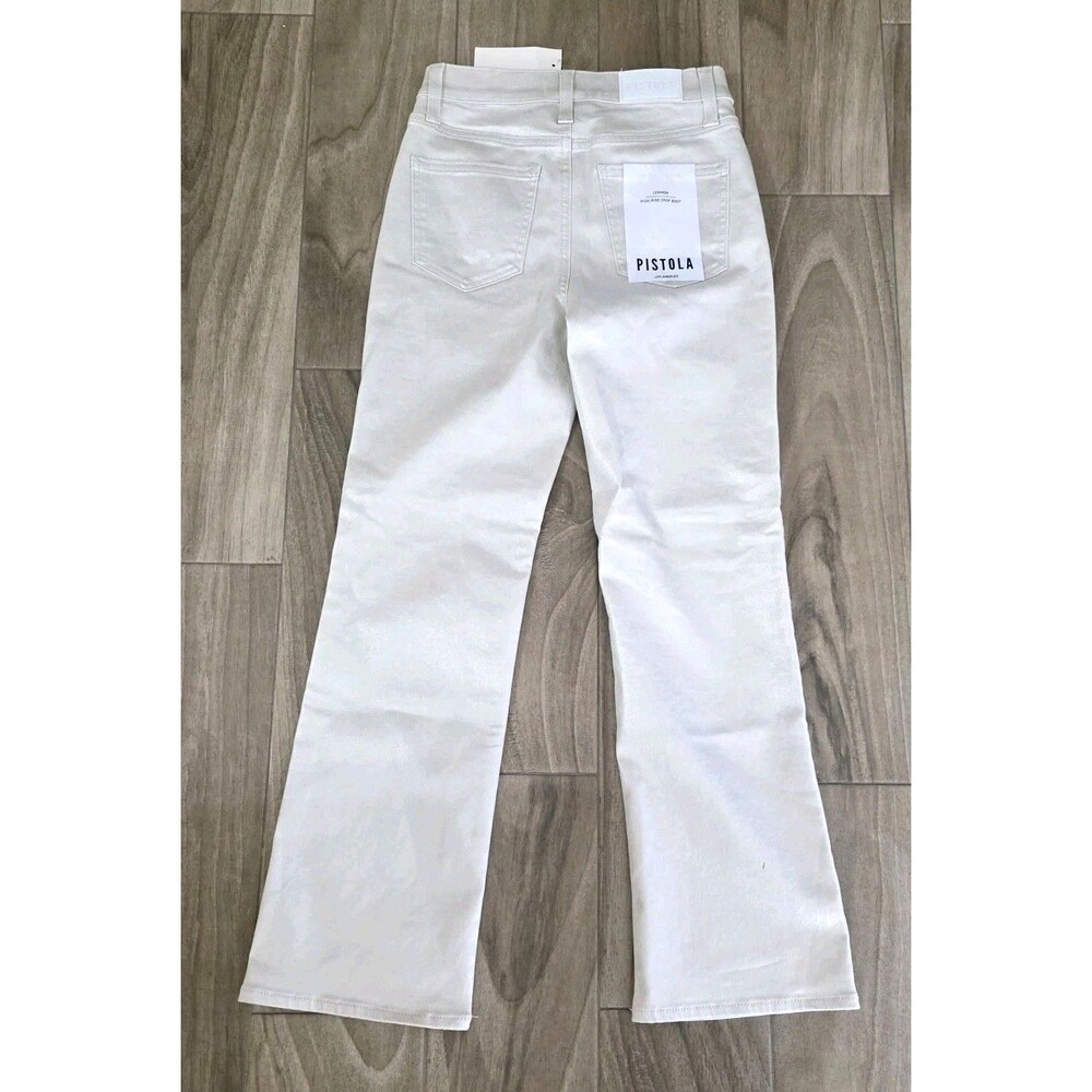 Pistola NWT Lennon High Rise Crop Boot Jeans Size 25 Ivory Luster Coated - Picture 2 of 8